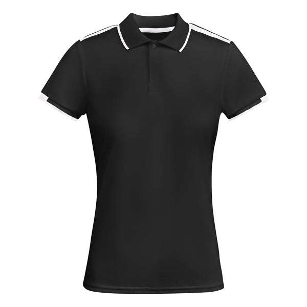 Roly Tamil Woman women's polo shirt in black/white, ready for logo printing or embroidery