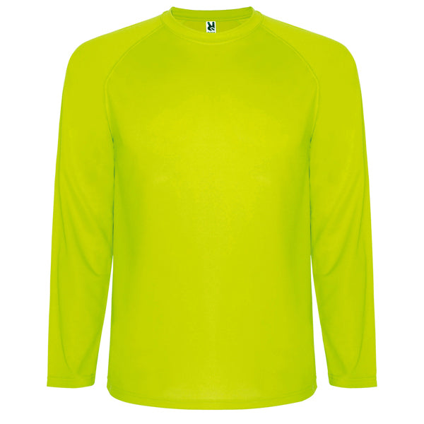 Roly Montecarlo L/s men's T-shirt in fluor yellow, ready for logo printing or embroidery