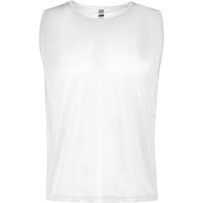 Roly Roma unisex sports bib in white, ready for logo printing or embroidery