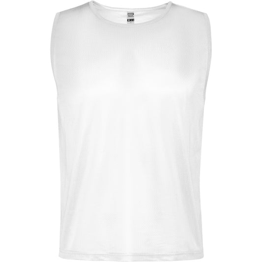 Roly Roma unisex sports bib in white, ready for logo printing or embroidery