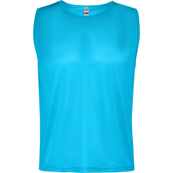 Roly Roma unisex sports bib in fluor turquoise, ready for logo printing or embroidery