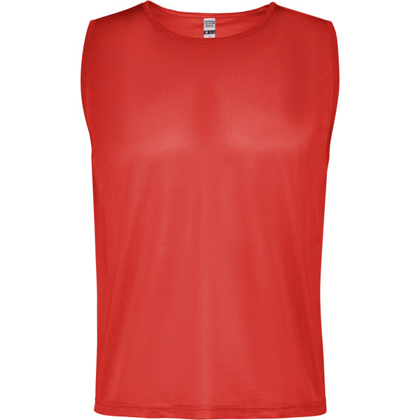 Roly Roma unisex sports bib in red, ready for logo printing or embroidery