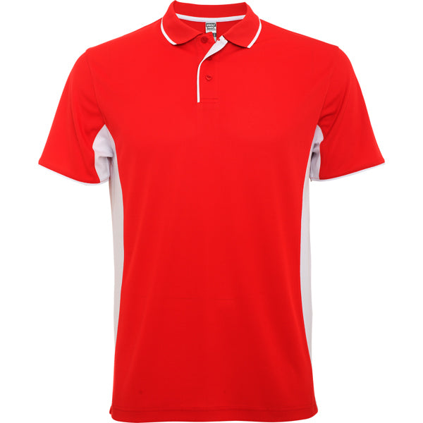 Roly Montmelo men's polo shirt in red/white, ready for logo printing or embroidery