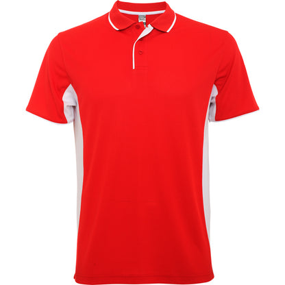 Roly Montmelo men's polo shirt in red/white, ready for logo printing or embroidery