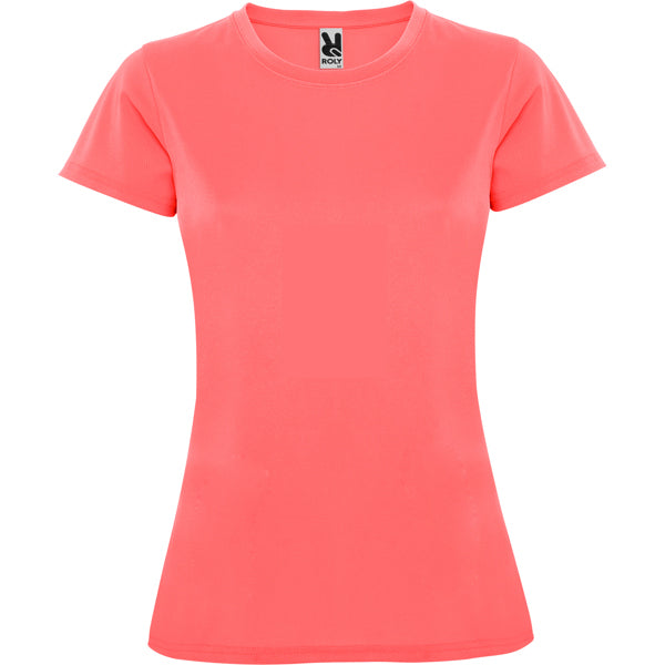 Roly Montecarlo Woman women's T-shirt in fluor coral, ready for logo printing or embroidery