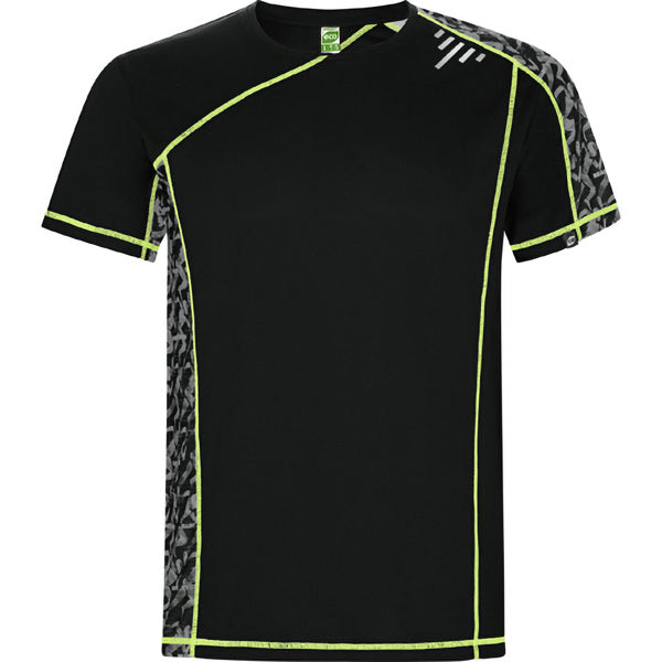 Roly Sochi men's T-shirt in black run print, ready for logo printing or embroidery