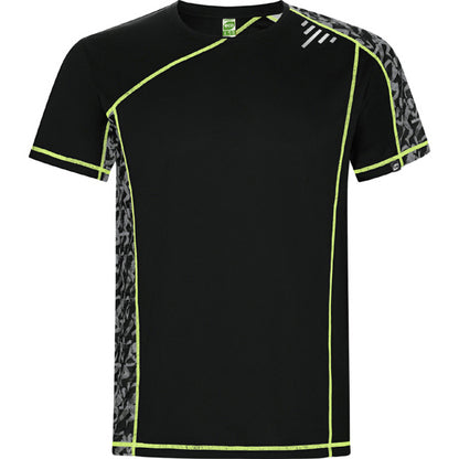 Roly Sochi men's T-shirt in black run print, ready for logo printing or embroidery