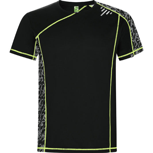 Roly Sochi men's T-shirt in black run print, ready for logo printing or embroidery