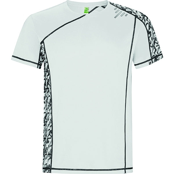 Roly Sochi men's T-shirt in white run print, ready for logo printing or embroidery
