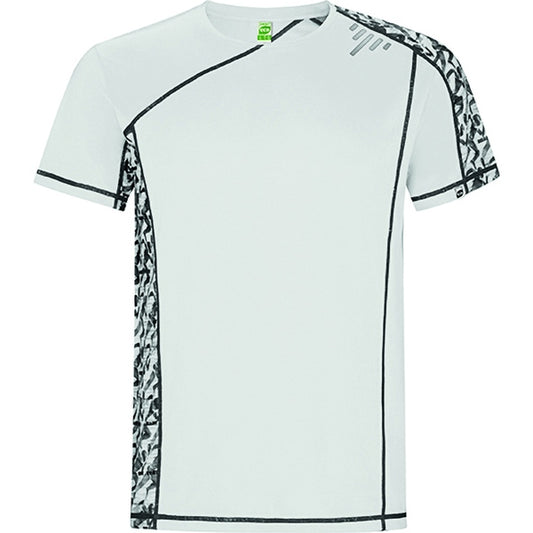Roly Sochi men's T-shirt in white run print, ready for logo printing or embroidery