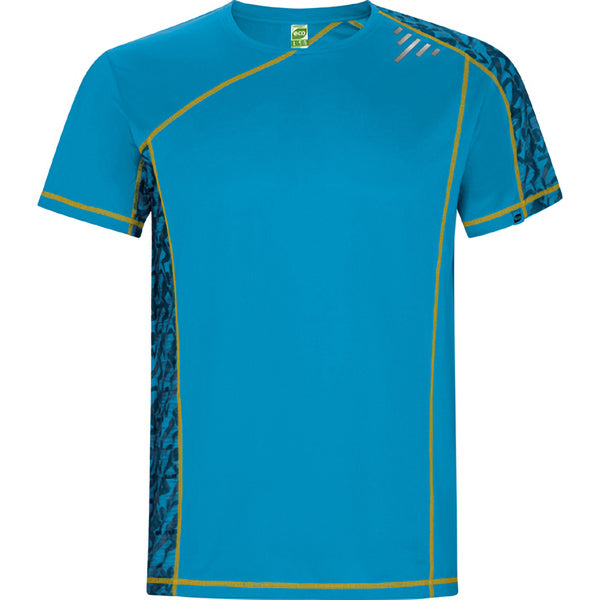 Roly Sochi men's T-shirt in turquoise run print, ready for logo printing or embroidery