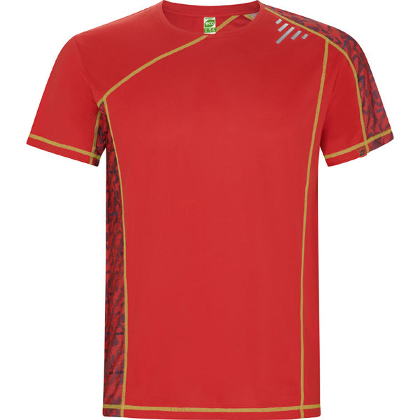 Roly Sochi men's T-shirt in red run print, ready for logo printing or embroidery