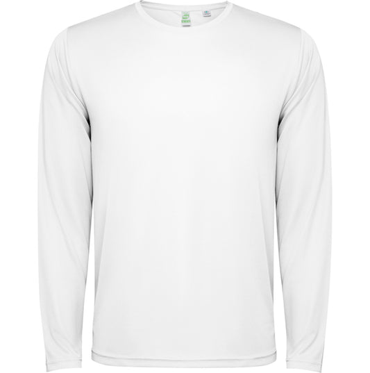 Roly Estoril L/s unisex long-sleeve T-shirt in white, ready for logo printing or embroidery