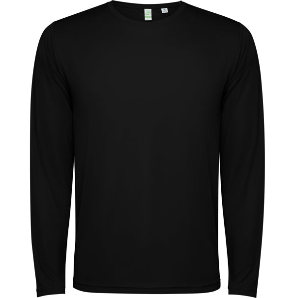 Roly Estoril L/s unisex long-sleeve T-shirt in black, ready for logo printing or embroidery