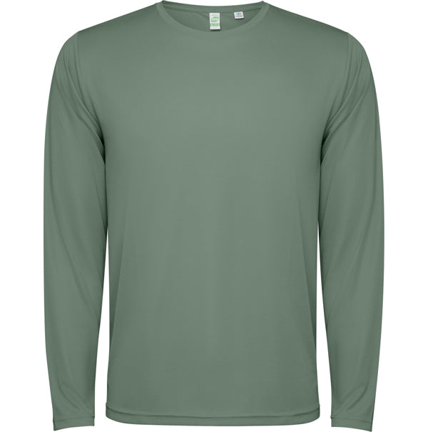 Roly Estoril L/s unisex long-sleeve T-shirt in laurel green, ready for logo printing or embroidery