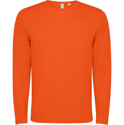 Roly Estoril L/s unisex long-sleeve T-shirt in fire orange, ready for logo printing or embroidery