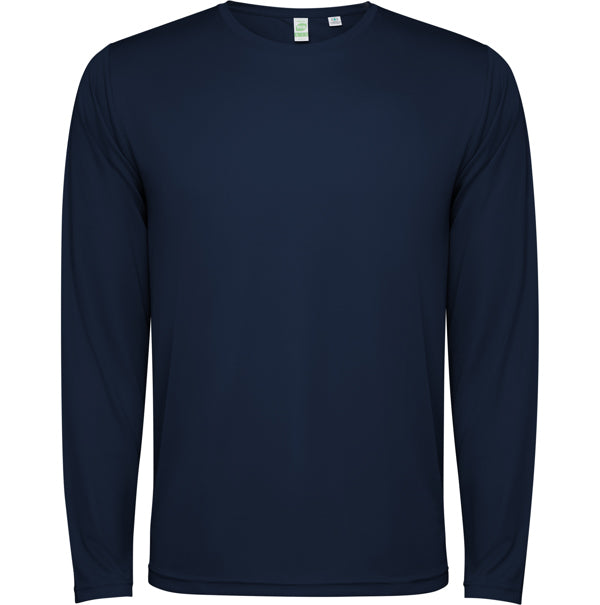 Roly Estoril L/s unisex long-sleeve T-shirt in navy blue, ready for logo printing or embroidery
