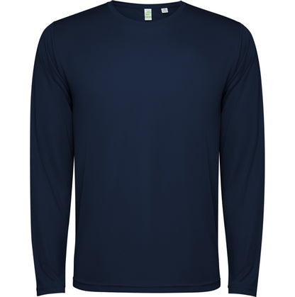 Roly Estoril L/s unisex long-sleeve T-shirt in navy blue, ready for logo printing or embroidery