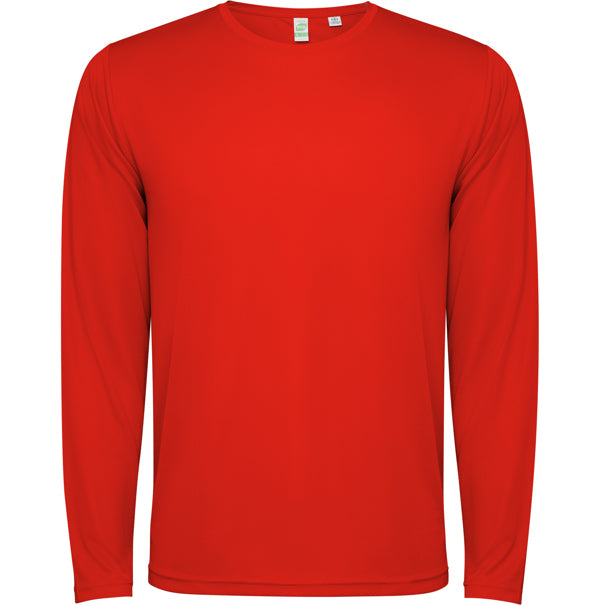 Roly Estoril L/s unisex long-sleeve T-shirt in red, ready for logo printing or embroidery