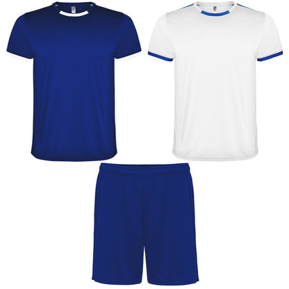 Roly Racing men's sports set in white/royal blue, ready for logo printing or embroidery