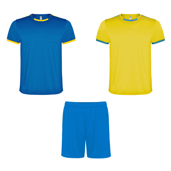 Roly Racing men's sports set in yellow/royal blue, ready for logo printing or embroidery