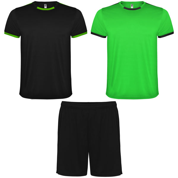 Roly Racing men's sports set in lime/black, ready for logo printing or embroidery