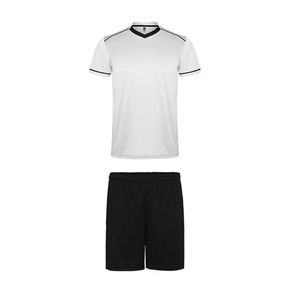 Roly United men's sports set in white/black, ready for logo printing or embroidery