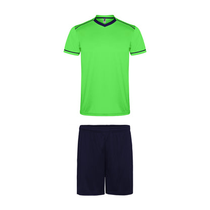 Roly United men's sports set in fluor green/navy blue, ready for logo printing or embroidery