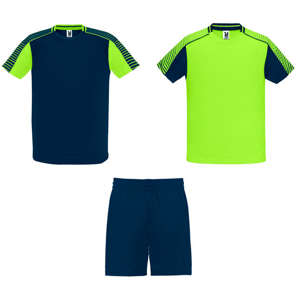 Roly Juve men's sports set in fluor green/navy blue, ready for logo printing or embroidery