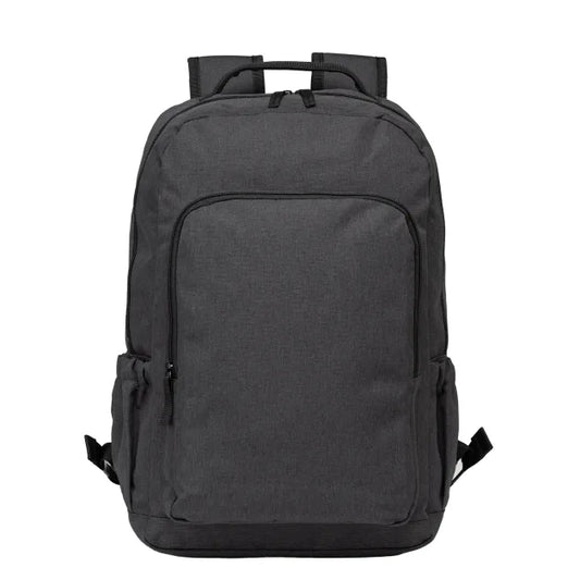 Stride rPET Dual-Compartment Laptop Backpack promotional backpack in dark grey printed with your company logo