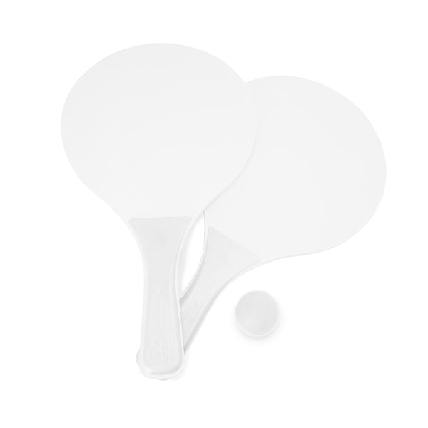 Stamina Feroe wood and plastic beach racket set in white, ready for logo printing