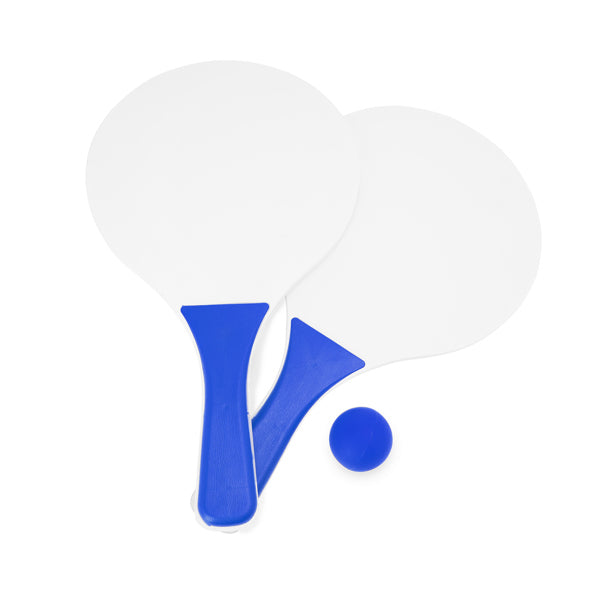 Stamina Feroe wood and plastic beach racket set in royal blue, ready for logo printing