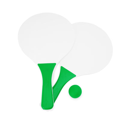 Stamina Feroe wood and plastic beach racket set in fern green, ready for logo printing