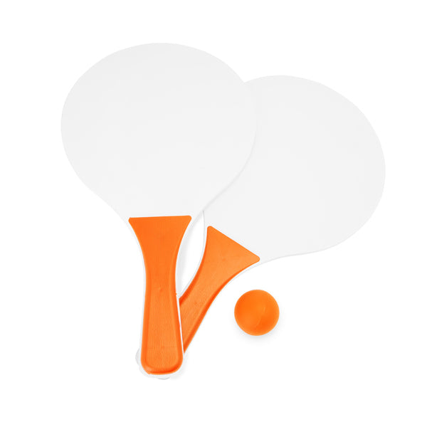 Stamina Feroe wood and plastic beach racket set in orange, ready for logo printing