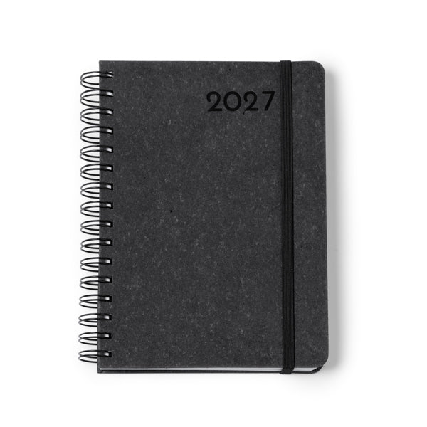 Stamina Kurtis recycled leather diary A5 in black, ready for logo printing