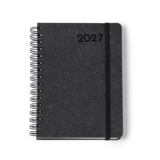 Stamina Kurtis recycled leather diary A5 in black, ready for logo printing
