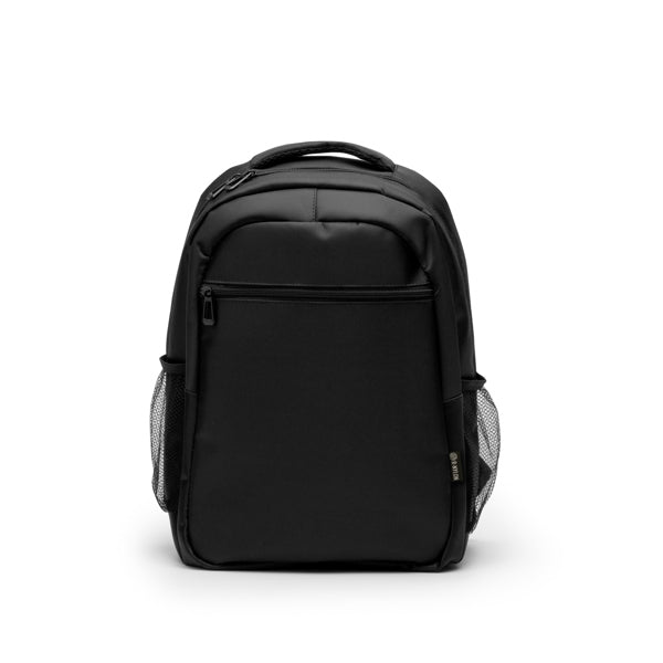 Stamina Rubix recycled nylon backpack in black, ready for logo printing