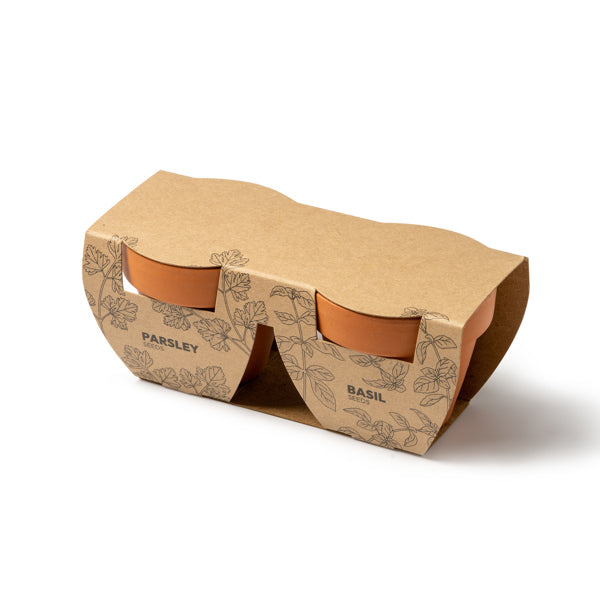 Stamina Tulsy set of two flower pots with parsley, ready for logo printing