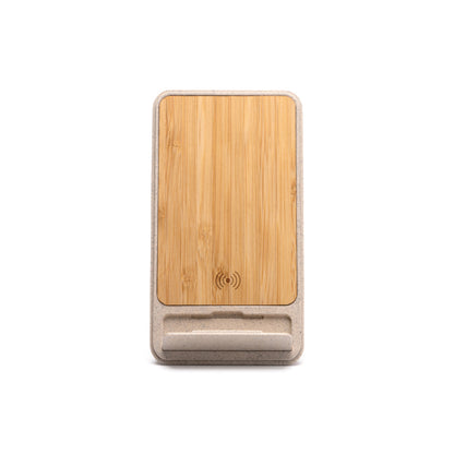 Stamina Vini bamboo and wheat fibre wireless charger in beige, ready for laser engraving