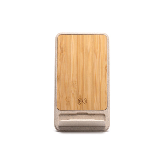Stamina Vini bamboo and wheat fibre wireless charger in beige, ready for laser engraving