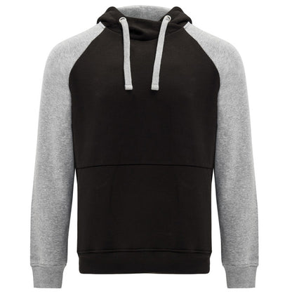 Roly Badet unisex hoodie in black/heather grey, ready for logo printing or embroidery