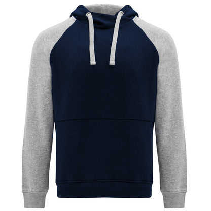 Roly Badet unisex hoodie in navy blue/heather grey, ready for logo printing or embroidery