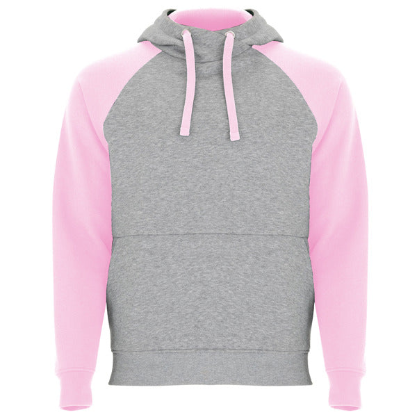 Roly Badet unisex hoodie in heather grey/light pink, ready for logo printing or embroidery