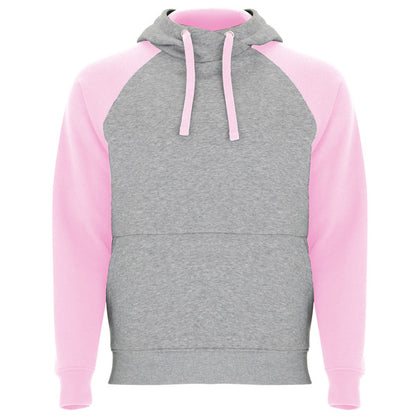 Roly Badet unisex hoodie in heather grey/light pink, ready for logo printing or embroidery