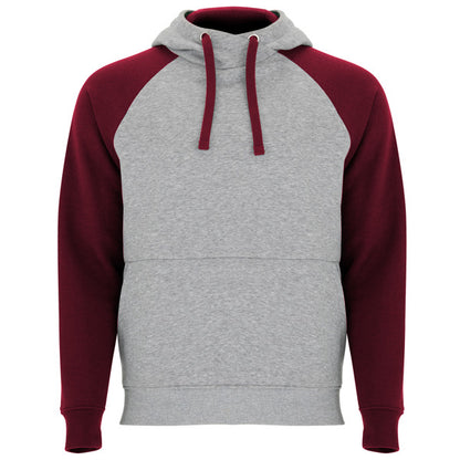 Roly Badet unisex hoodie in heather grey/garnet, ready for logo printing or embroidery