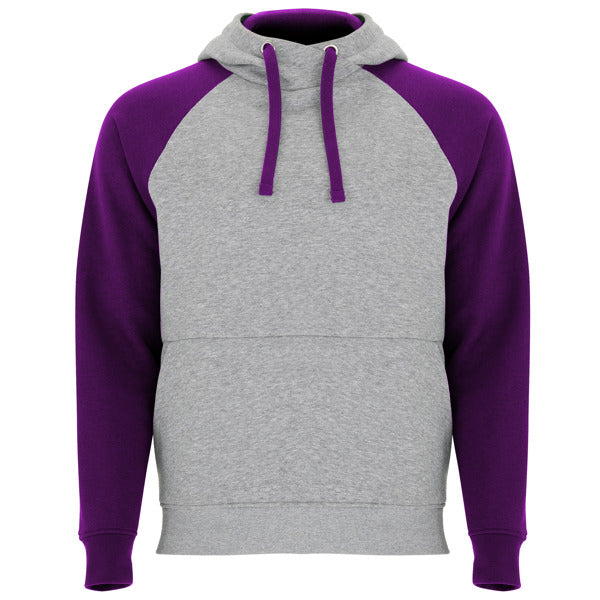 Roly Badet unisex hoodie in heather grey/purple, ready for logo printing or embroidery