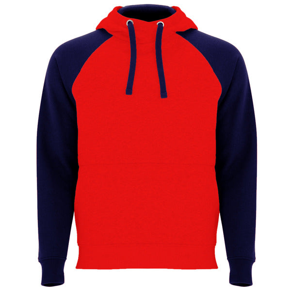 Roly Badet unisex hoodie in red/navy blue, ready for logo printing or embroidery