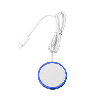Stamina Wudy recycled aluminium wireless charger in royal blue, ready for laser engraving