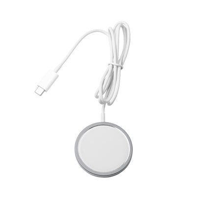 Stamina Wudy recycled aluminium wireless charger in silver, ready for laser engraving