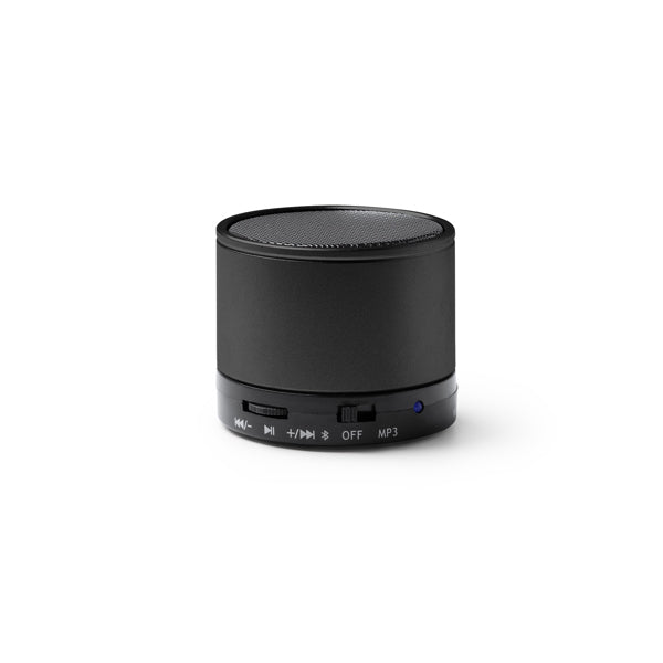 Stamina Corus recycled aluminium Bluetooth speaker in black, ready for laser engraving